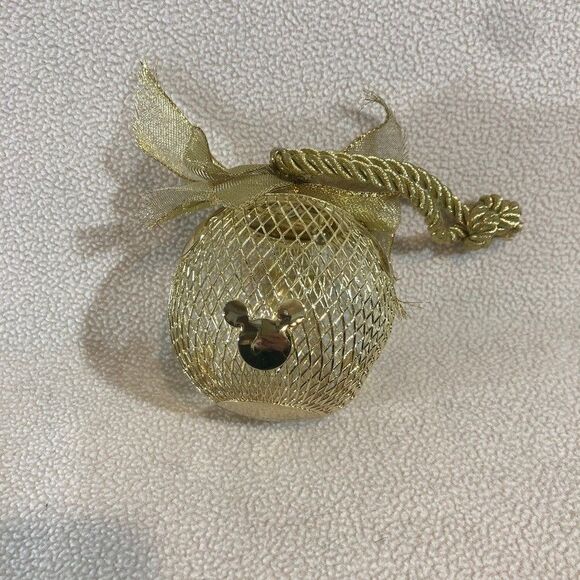 Walt Disney Parks & Resorts Christmas Ornament Gold Mesh Ball Mickey Mouse Ears - Picture 1 of 5